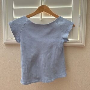 Aerie Light Blue Ribbed Crop Top